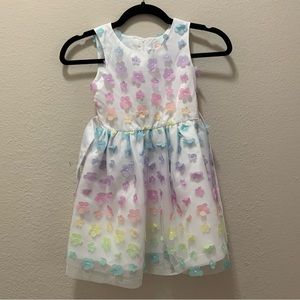 Girls Rainbow 3D Flower Spring A Line Dress Size 6 NEW
